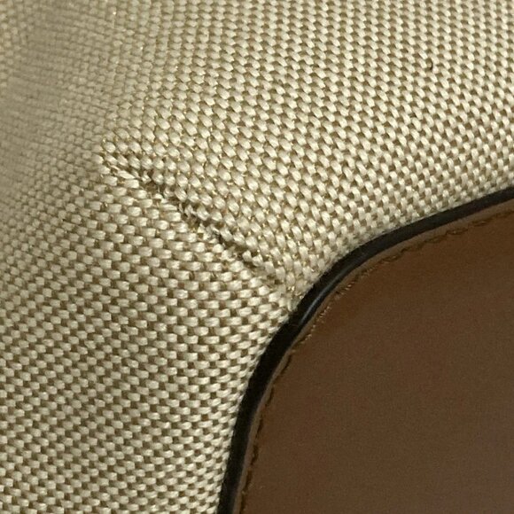Auth FURLA - Beige Dark Brown Canvas Leather Shoulder Bag - Picture 7 of 11